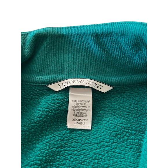 Victoria’s Secret Woman’s Crop Sweatshirt XS Teal Green Half Zip Pullover Top - Picture 8 of 8